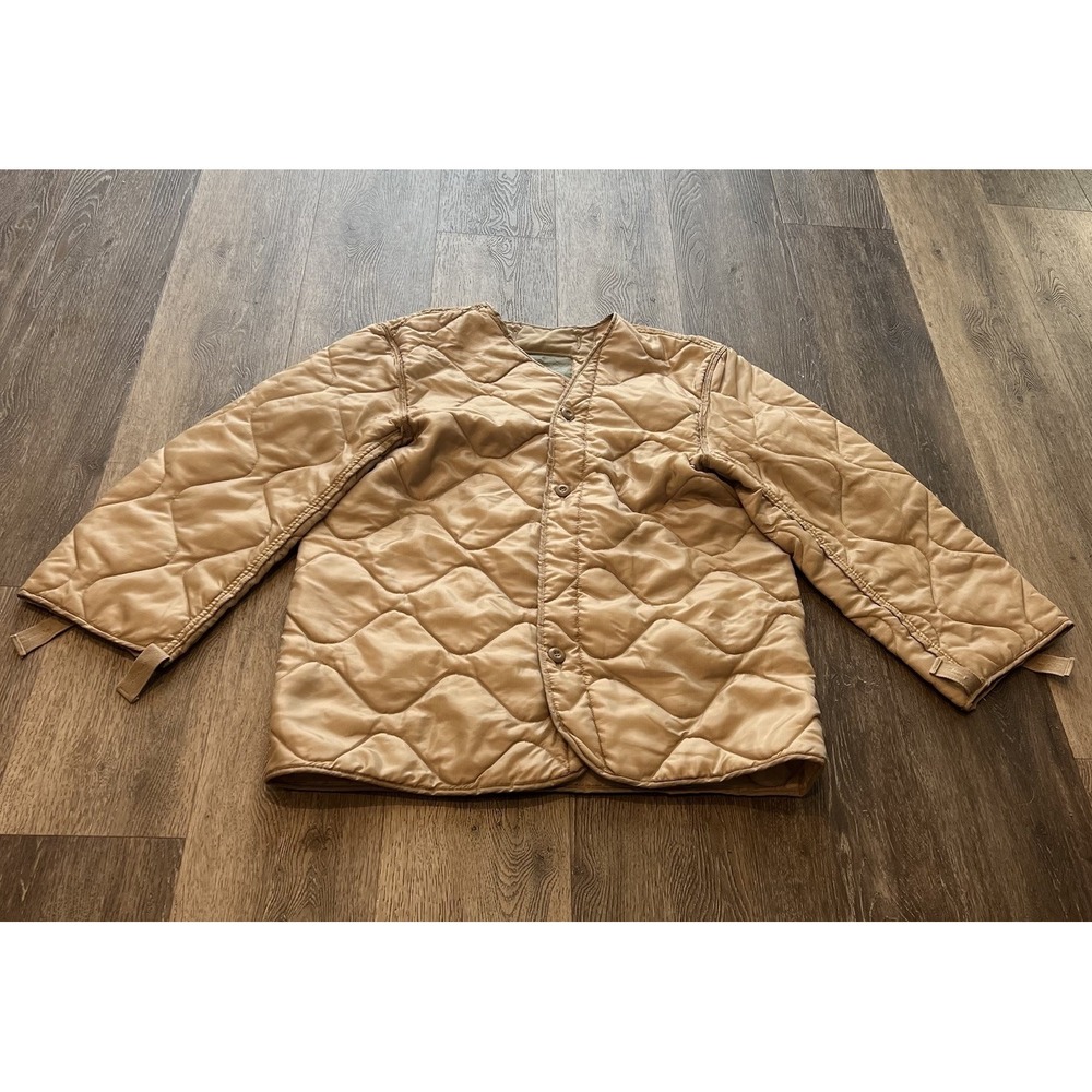 M65 Jacket Liner Mens Medium Beige Quilted Cold Weather Coat Batting Military